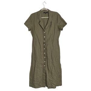 Quince Olive Midi Dress with Buttons